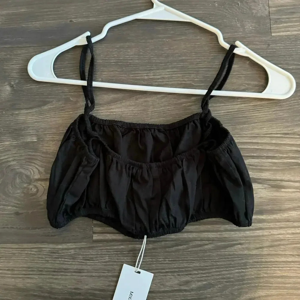 Mikoh Women’s Mini Crop Top Size Small Black Summer Stretch New Elastic Strap - Picture 4 of 10